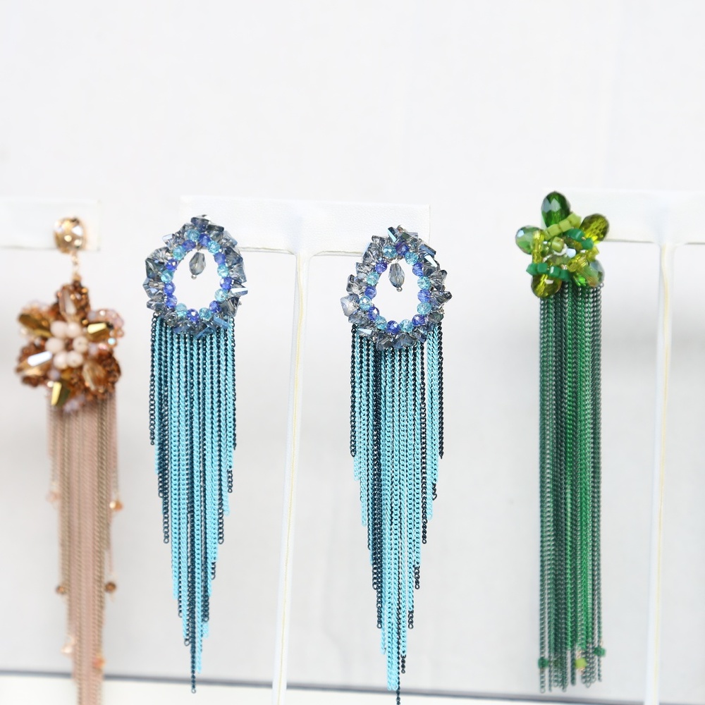 3 NWT Beaded Dangler Earrings with chain hangings